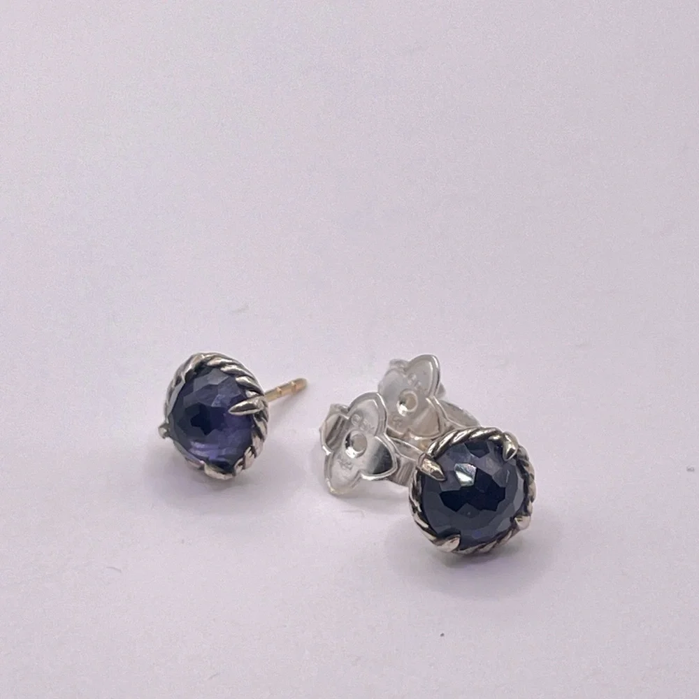 David Yurman Chatelaine Earrings with Black Orchid - Picture 10 of 12